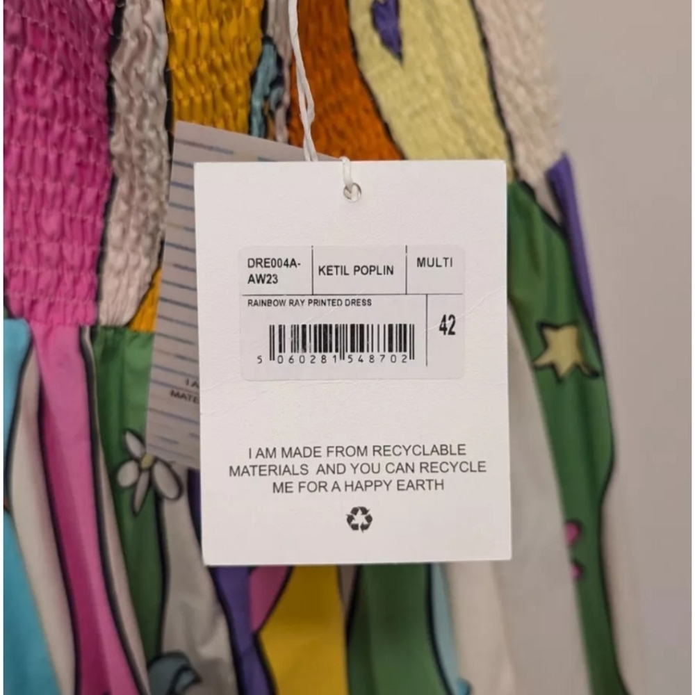 Mira Mikati Rainbow Ray Printed Dress, Size 42 (US 10) NWTS - Picture 3 of 6